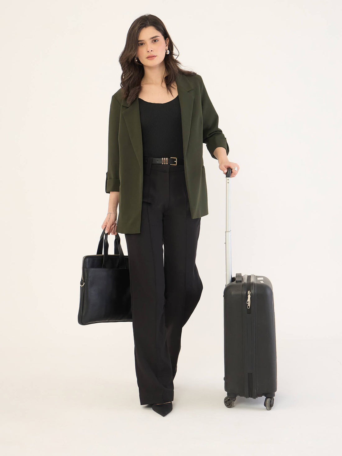 Ecuador Rolled-Up Sleeves Blazer-Olive