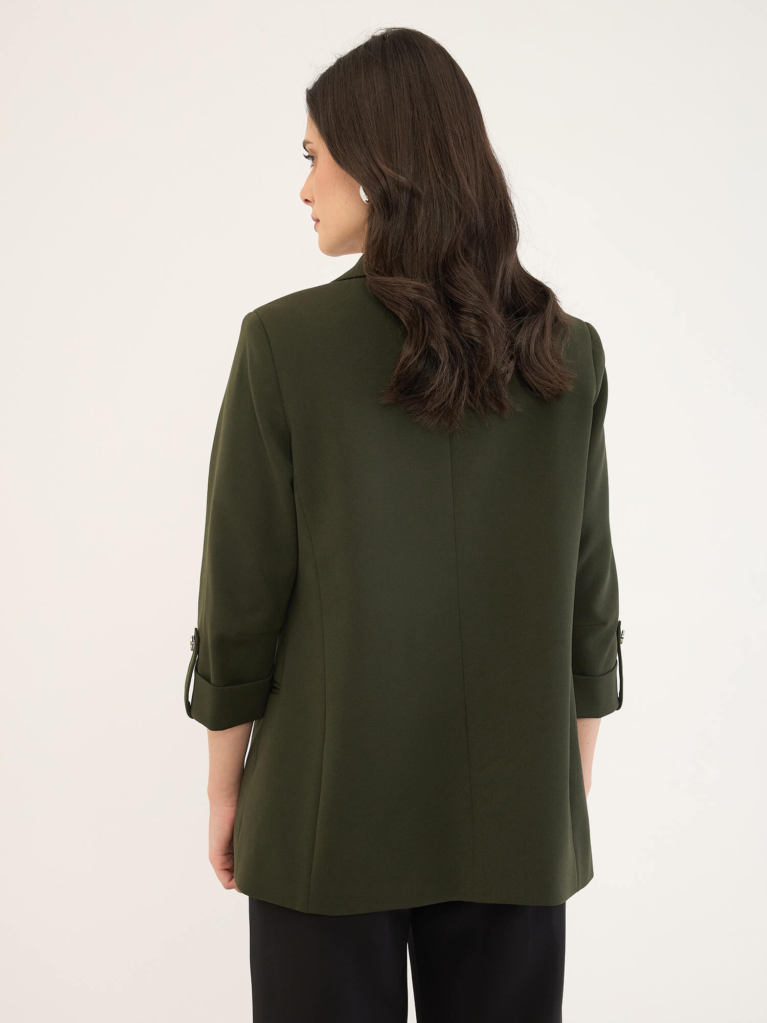 Ecuador Rolled-Up Sleeves Blazer-Olive