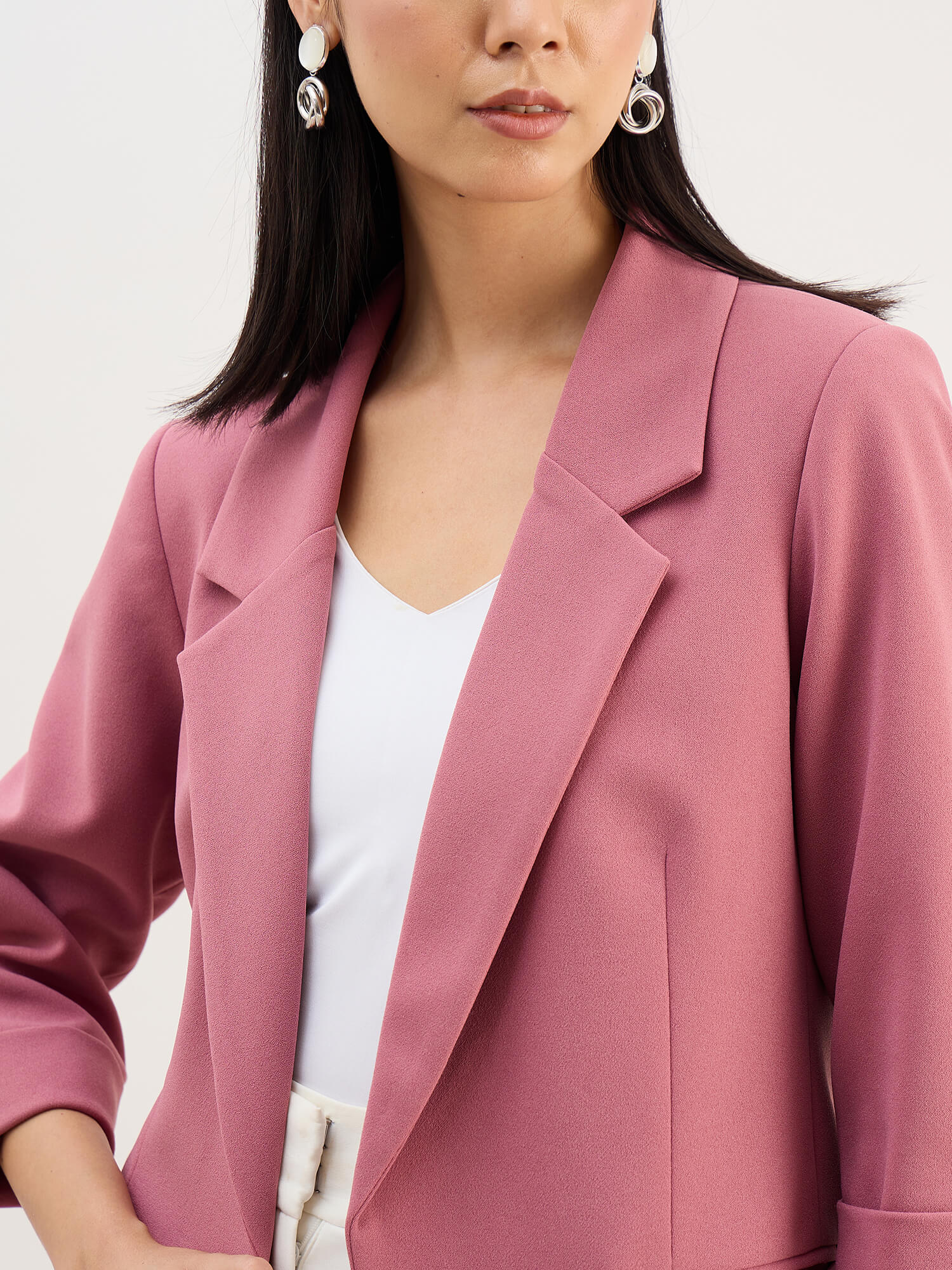 Ecuador Rolled-Up Sleeves Blazer-Mauve - SALT Attire