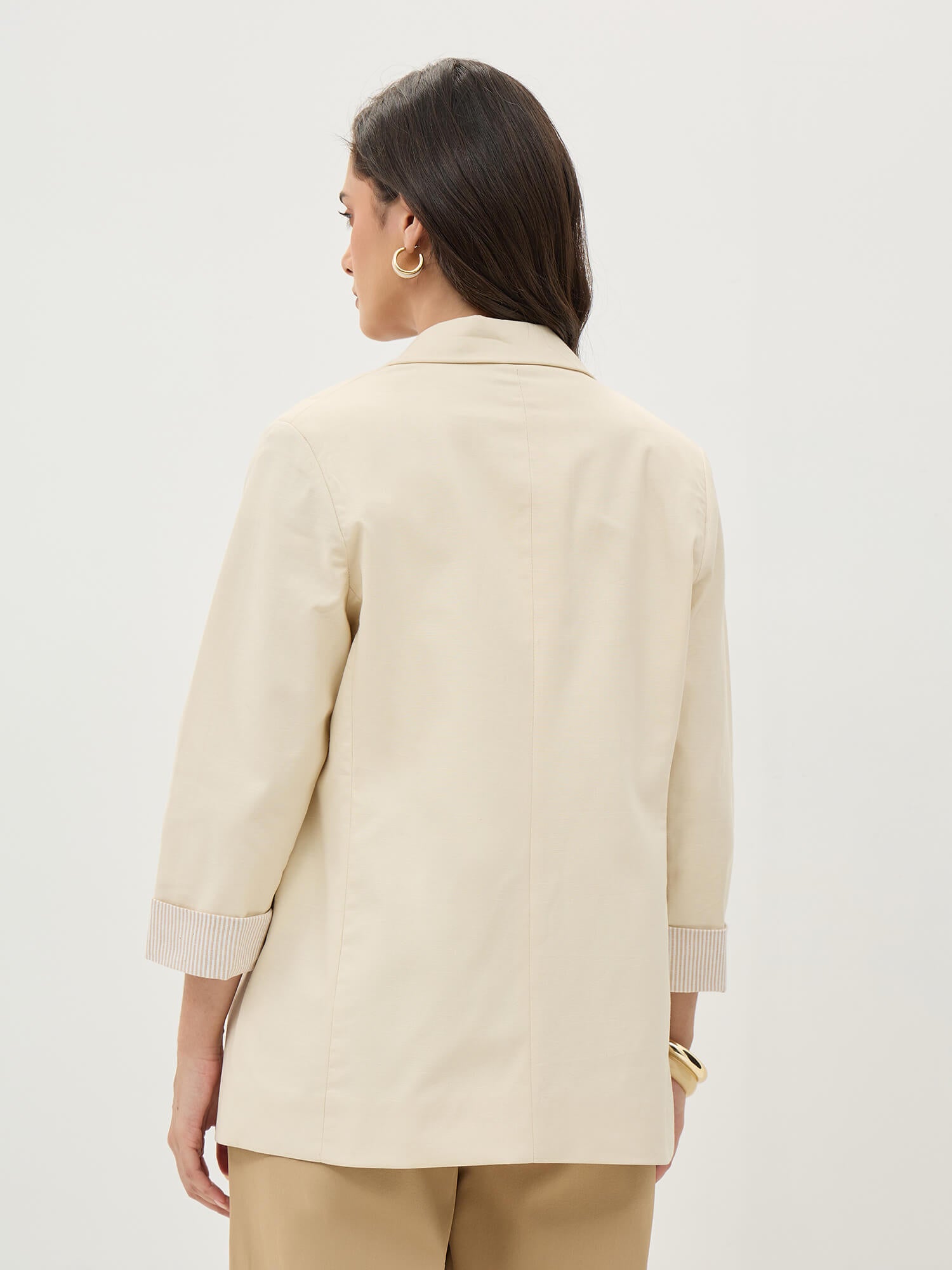 Zephyr Rolled Up Sleeves Blazer-Beige - SALT Attire