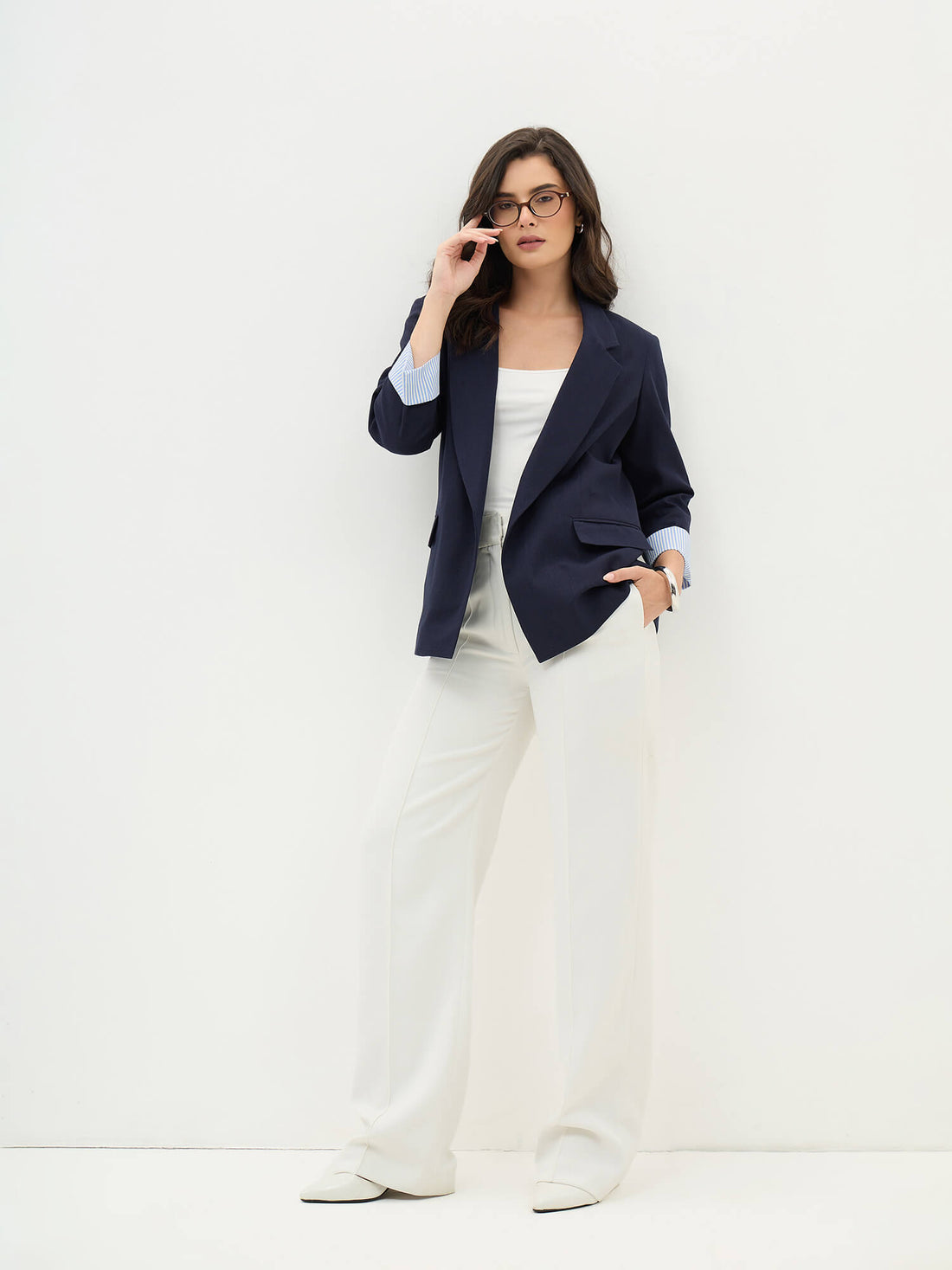 Zephyr Rolled Up Sleeves Blazer-Navy - SALT Attire