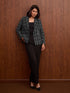 Valora Double Breasted Tweed Blazer-Black