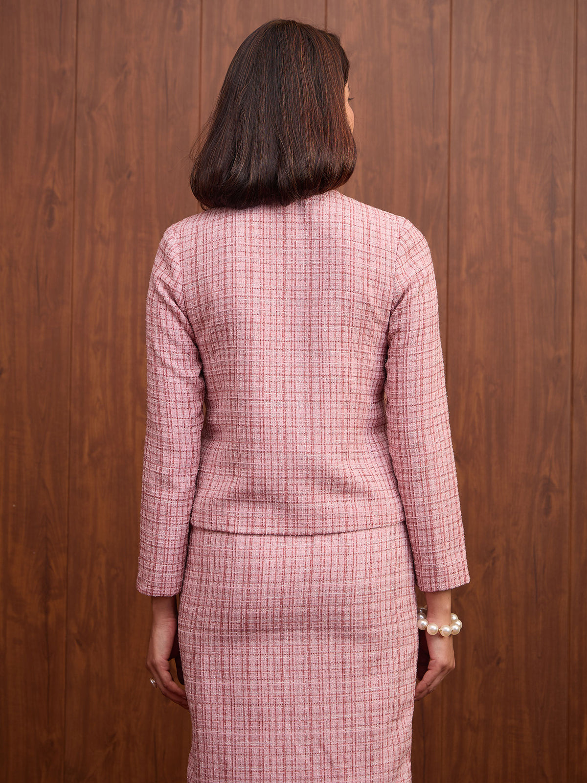 Susie Button Down Short Jacket-Rose Pink