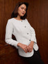 Sylvie Round Neck Tweed Blazer-White