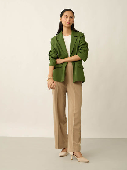 Meridian Contrast Lining Blazer-Forest Green