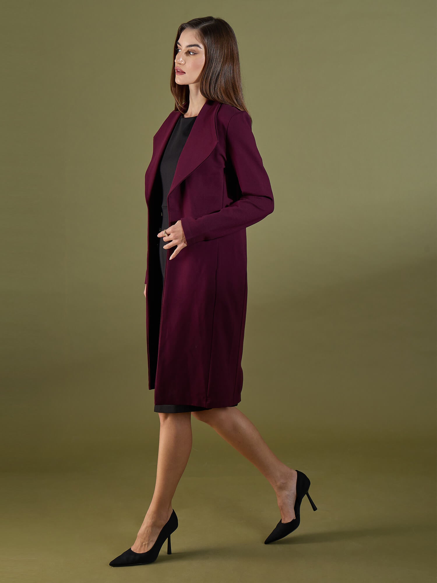 Whistler Shawl Collar Cape-Deep Wine