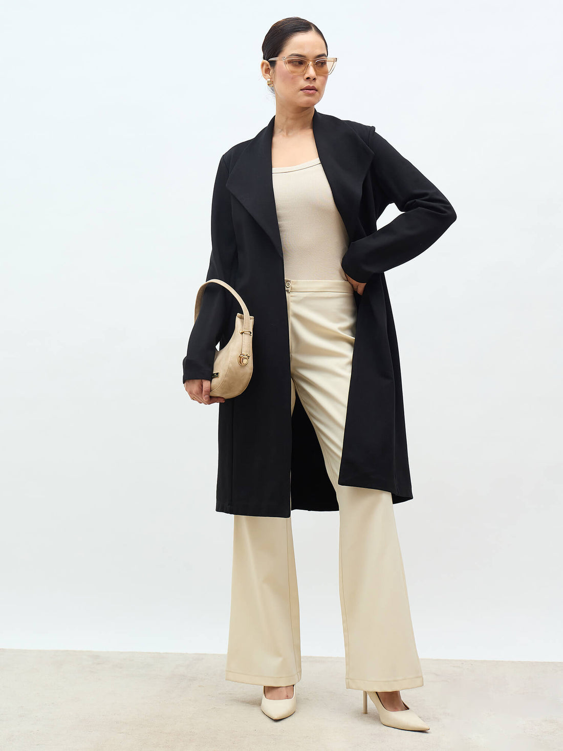 Whistler Shawl Collar Cape-Black 