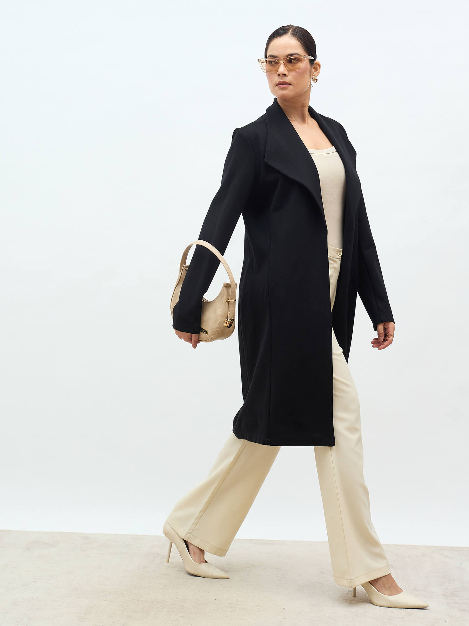 Whistler Shawl Collar Cape-Black