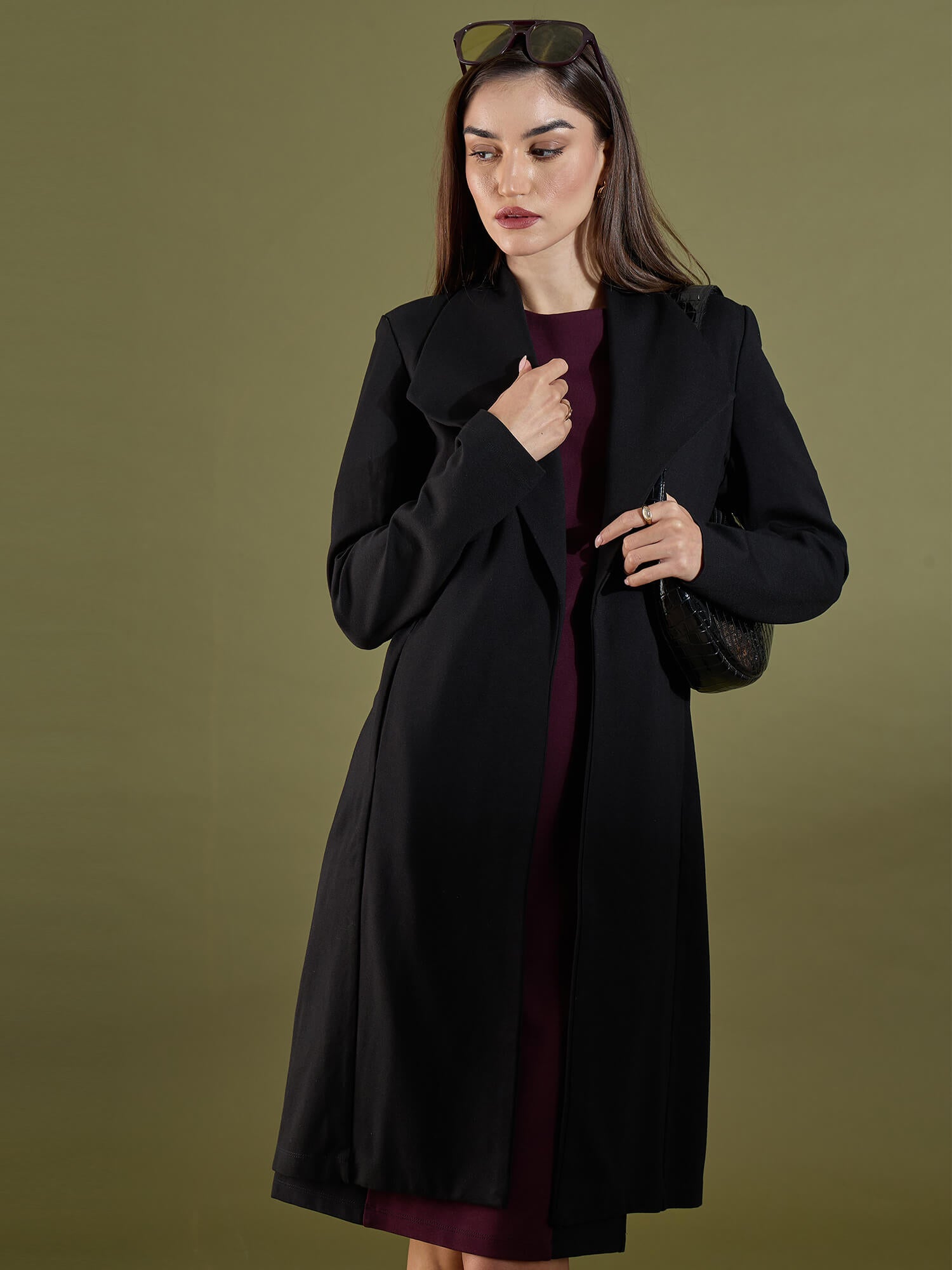 Whistler Shawl Collar Cape-Black