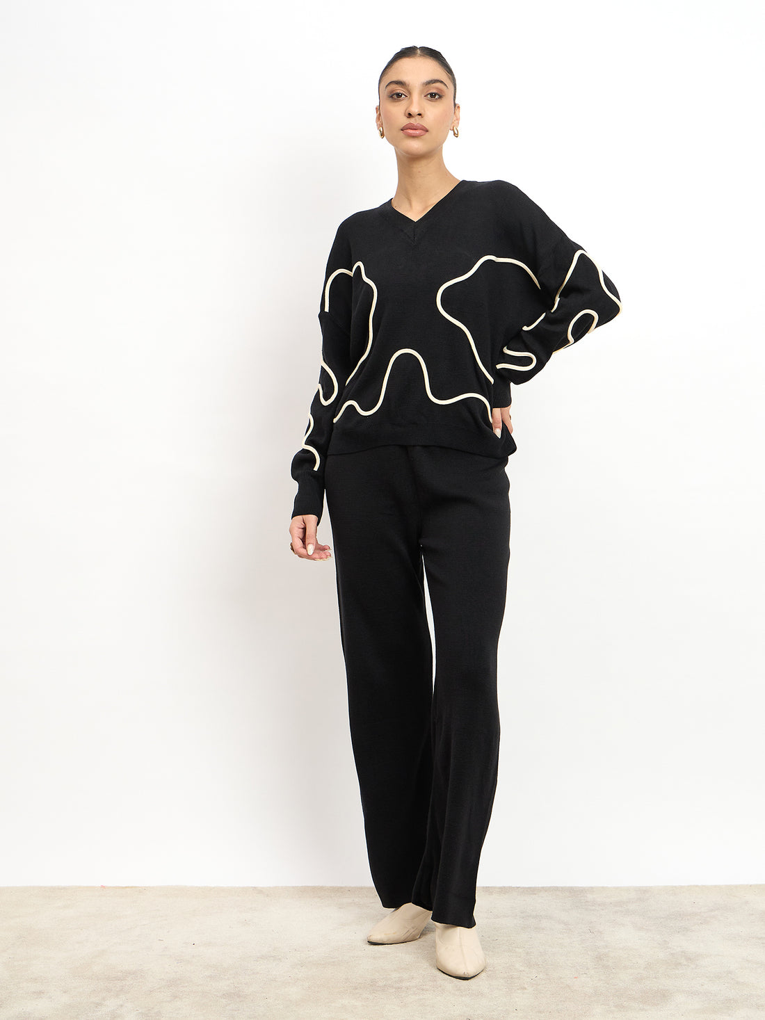 Scribble Co-Ord Set Appliqué Co-Ord Set - Black