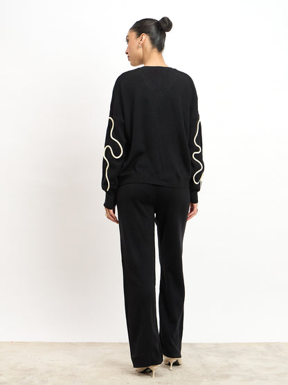 Scribble Co-Ord Set Appliqué Co-Ord Set - Black
