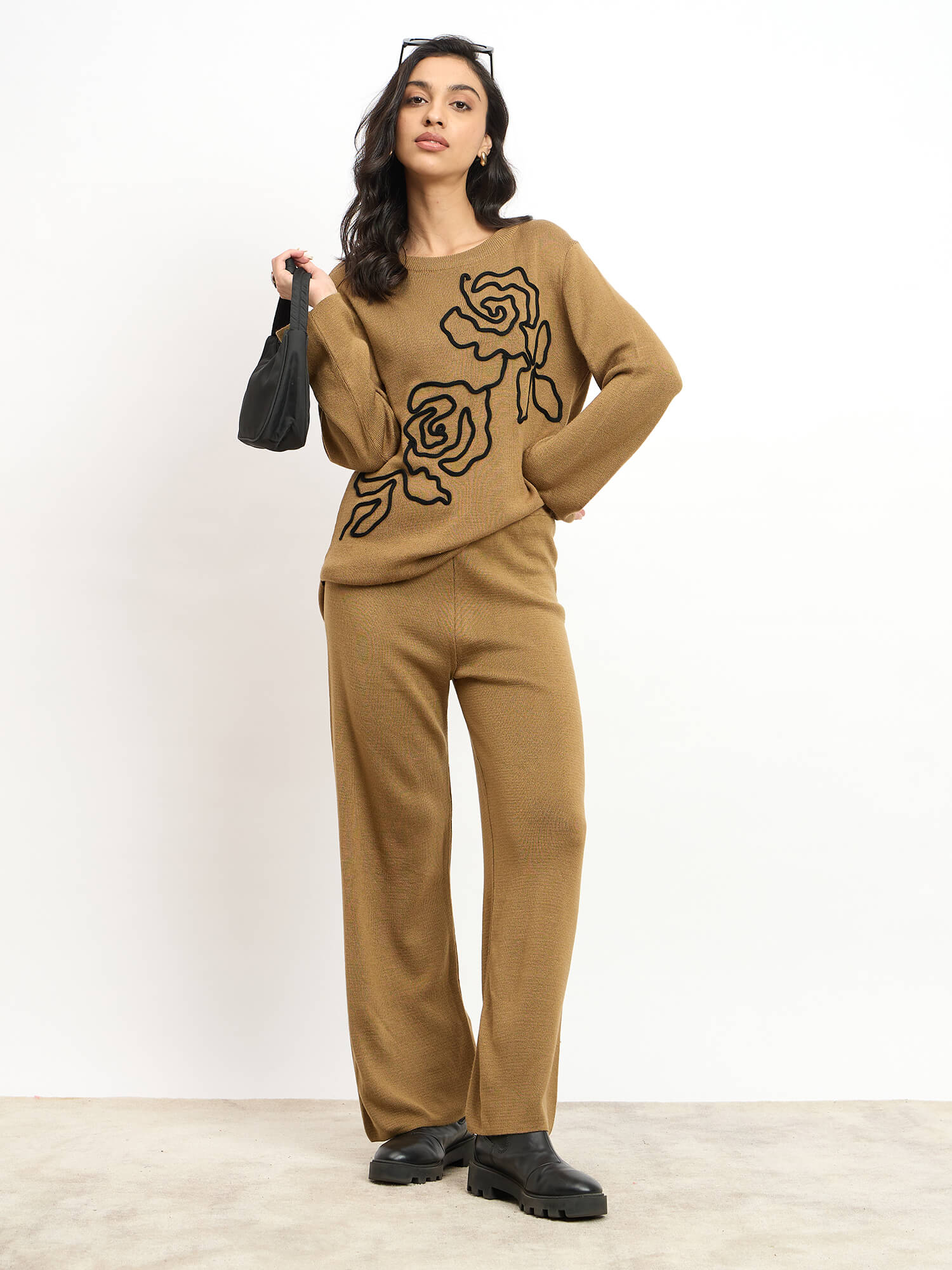 Liana Appliqué Co-Ord Set - Khakhi