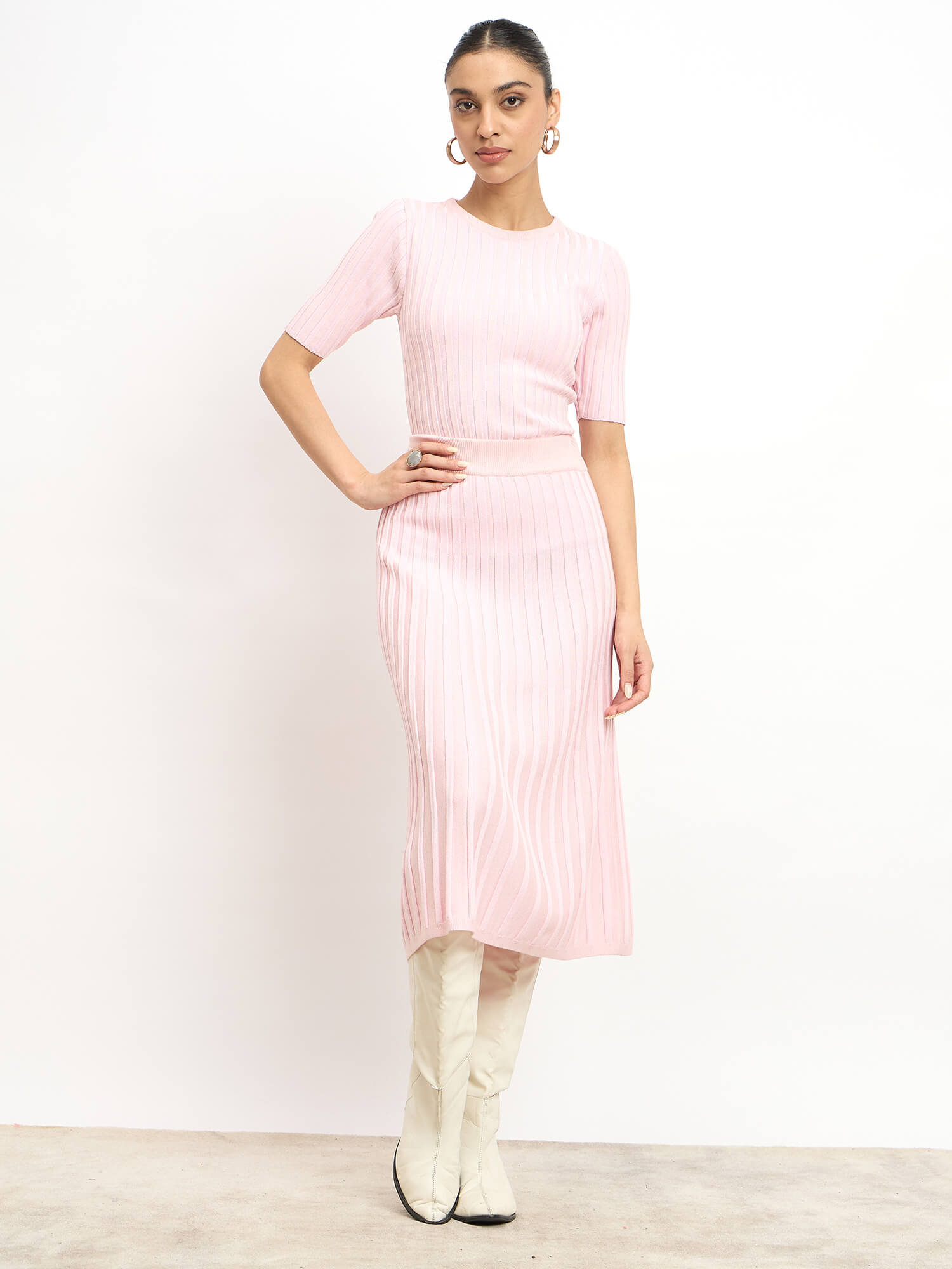 Caroline Ribbed Co-ord Set - Pink