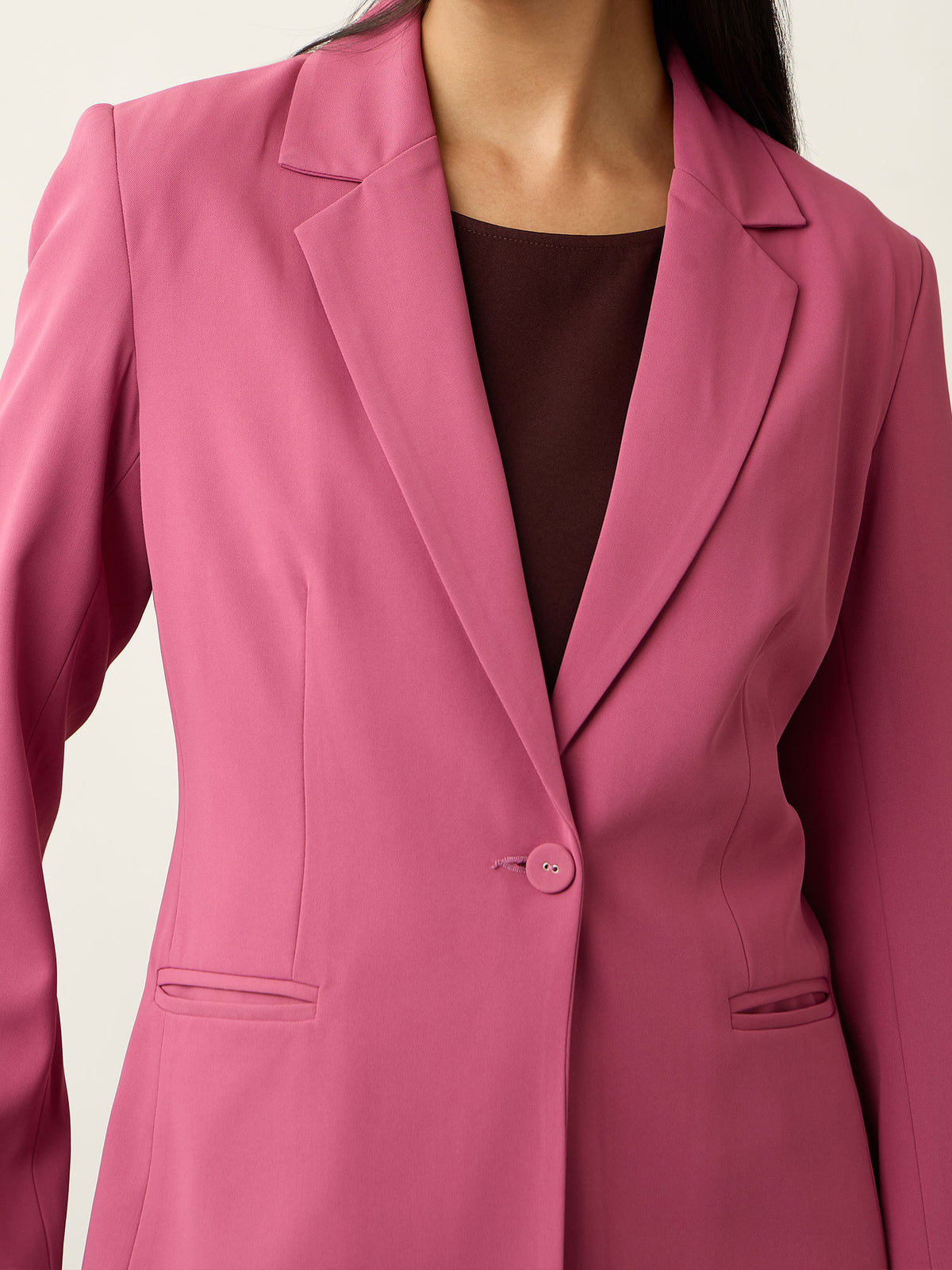 Luminous Slim Fit Single Breasted Blazer With Pants-Mauve