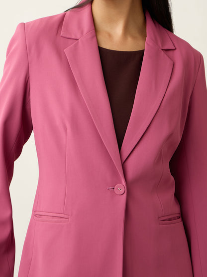 Luminous Slim Fit Single Breasted Blazer With Pants-Mauve
