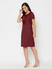 Rhea Striped Sheath Dress - Maroon