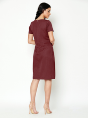 Rhea Striped Sheath Dress - Maroon