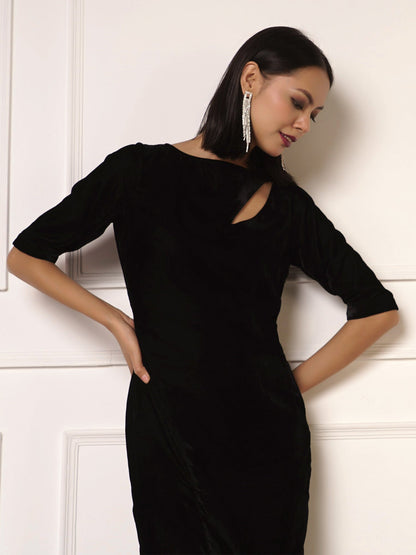 Thelma Cutout Sheath Dress-Black