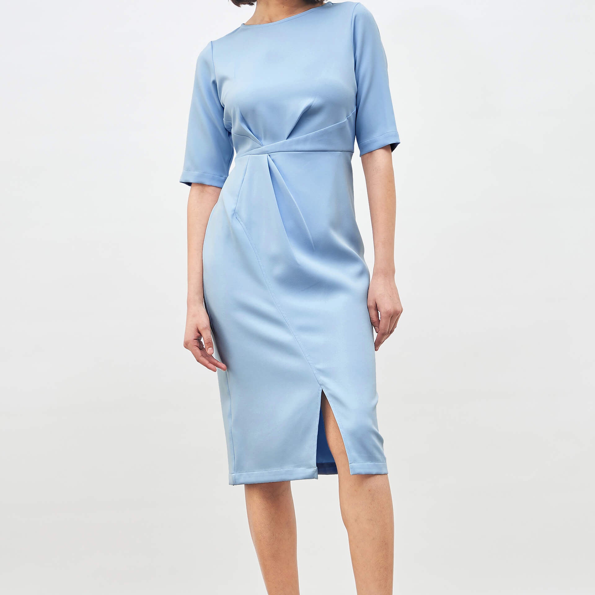 Aspiring Draped Sheath Dress - Sky Blue