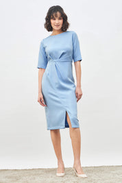 Aspiring Draped Sheath Dress - Sky Blue