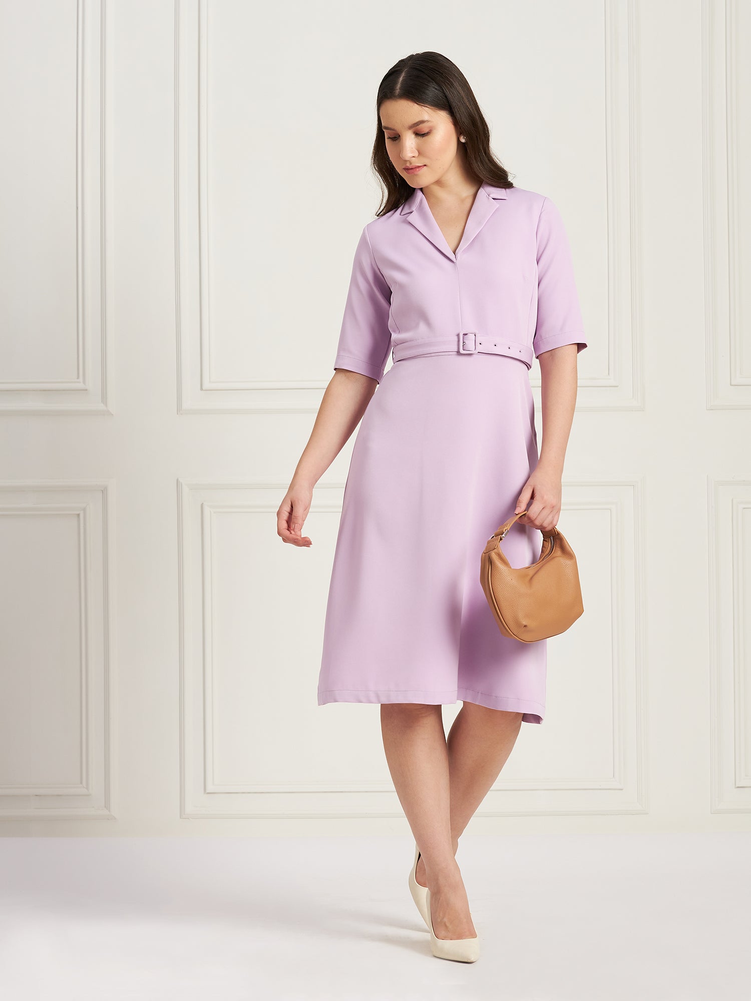 Simpatico Collared Dress-Lavender
