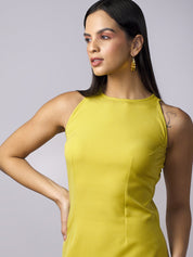 Diana Midi Length Sheath Dress-Chartreuse