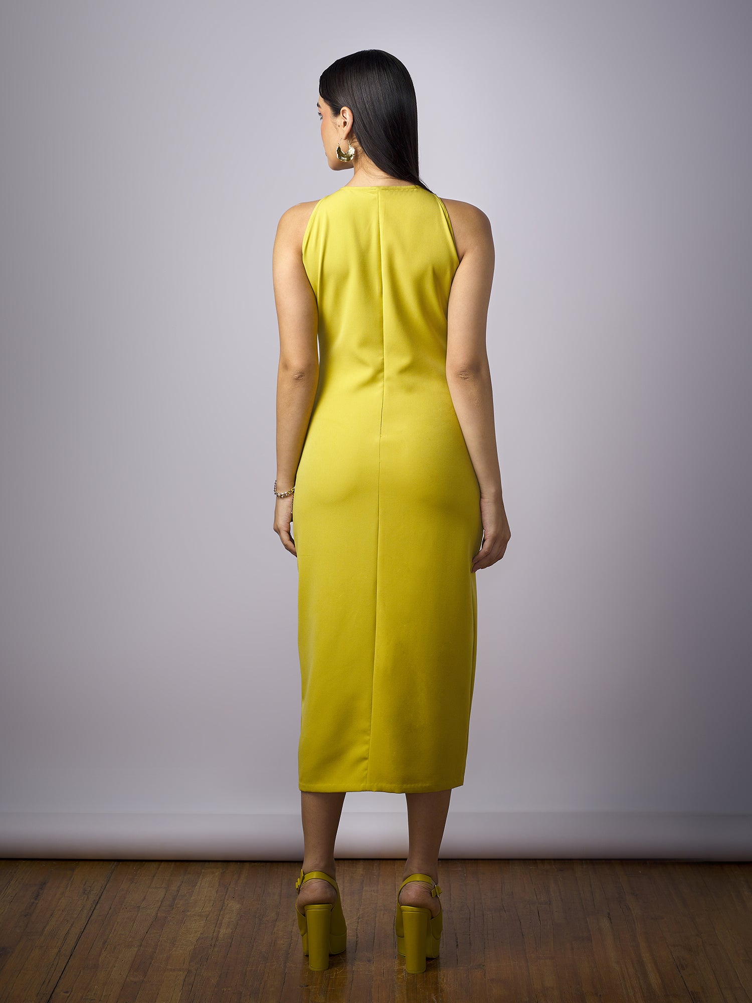 Diana Midi Length Sheath Dress-Chartreuse