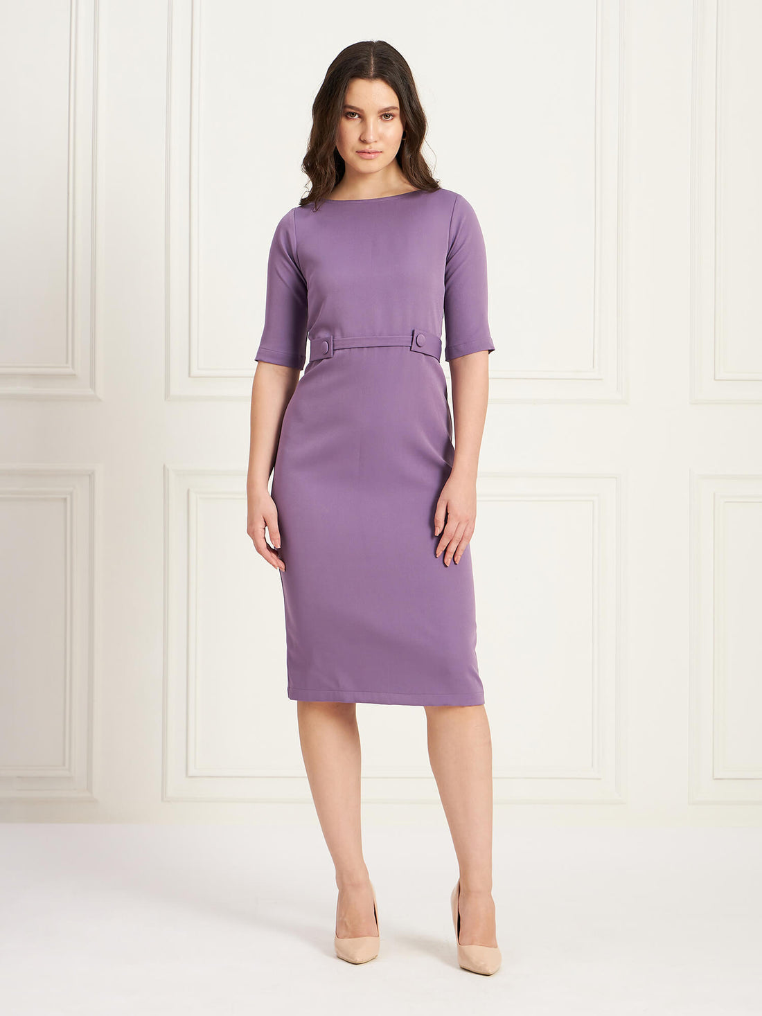 Marvellous Tab Detail Dress - Purple Hue