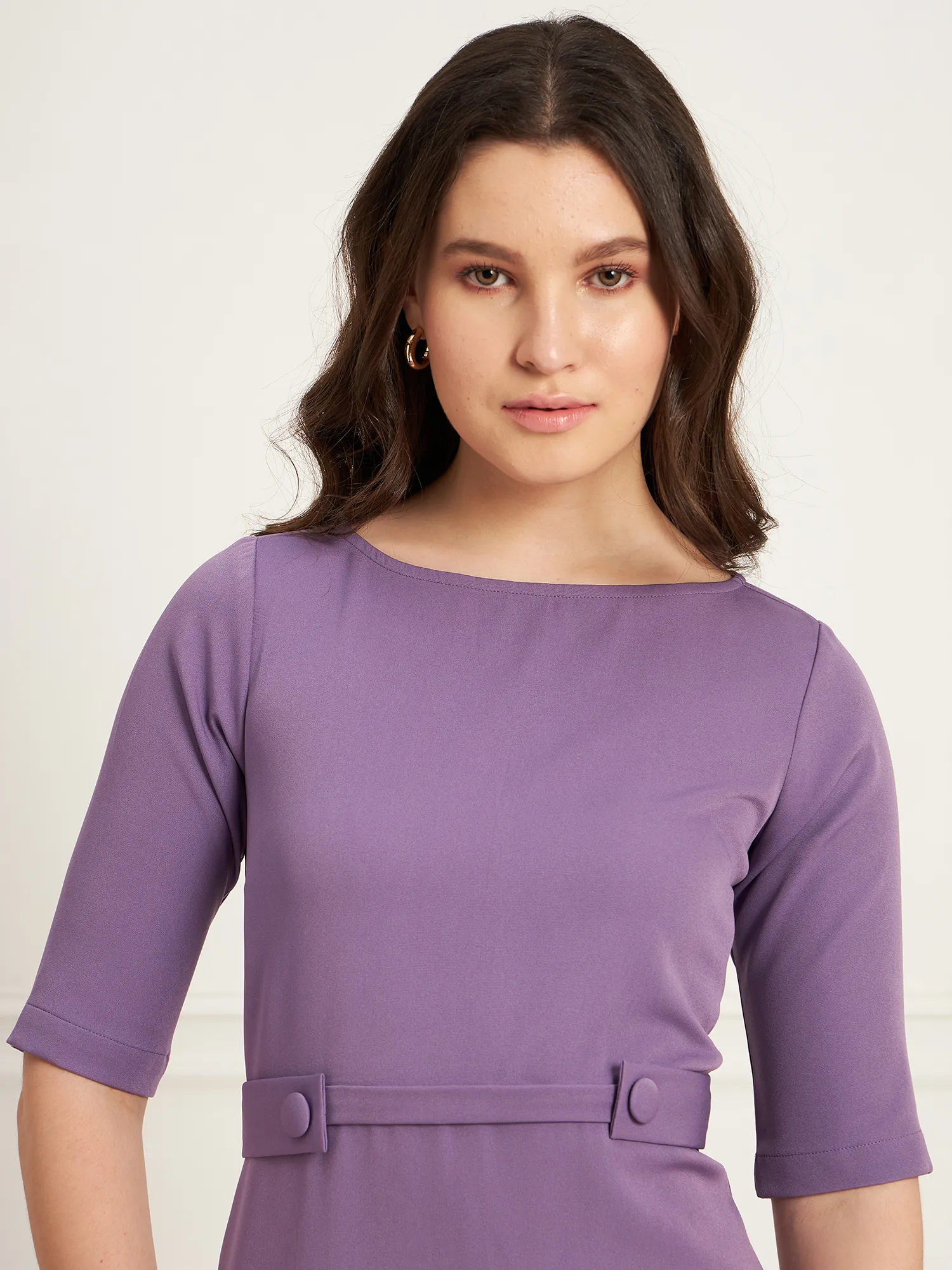 Marvellous Tab Detail Dress - Purple Hue