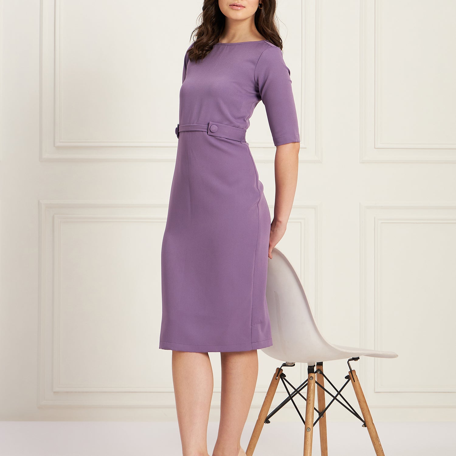 Mystical Tab Detail Dress - Purple