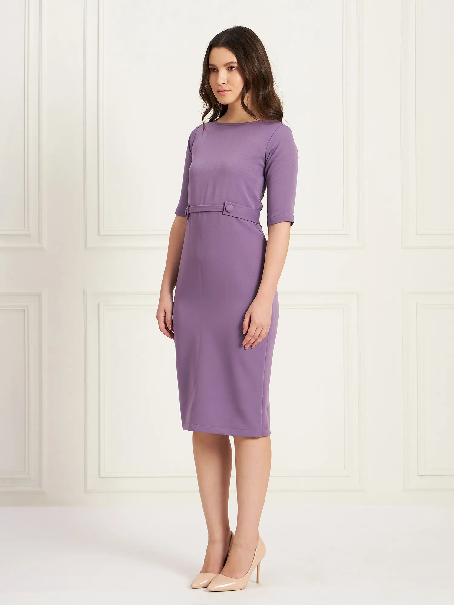 Marvellous Tab Detail Dress - Purple Hue