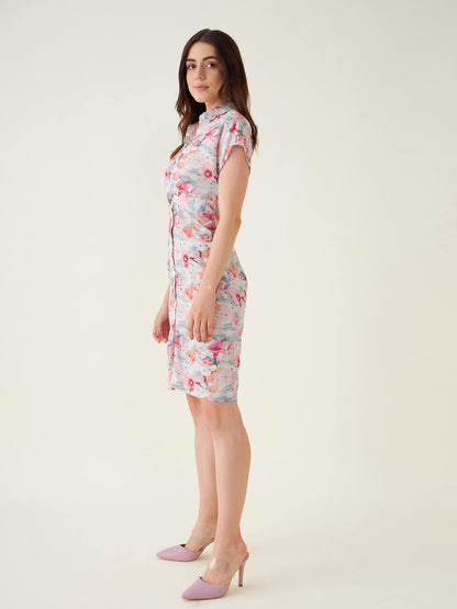 Sabrina Floral Shirt Dress-Multicolor