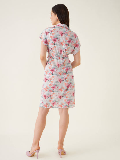 Sabrina Floral Shirt Dress-Multicolor