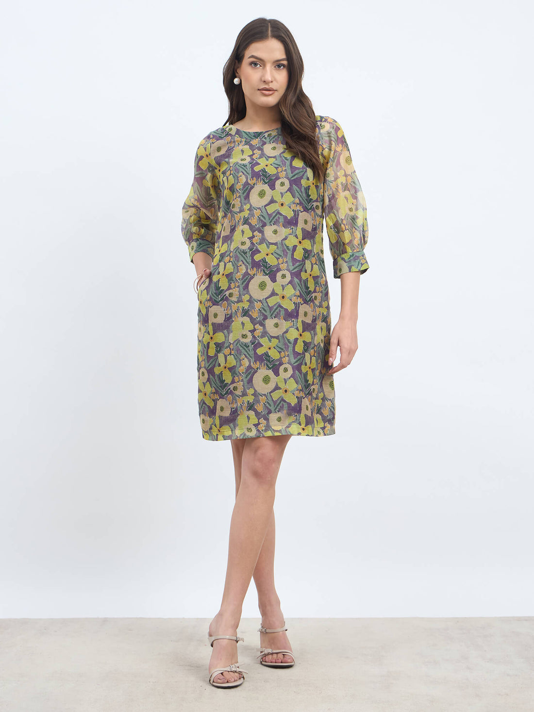Valerie Floral Shift Dress - Yellow &amp; Purple