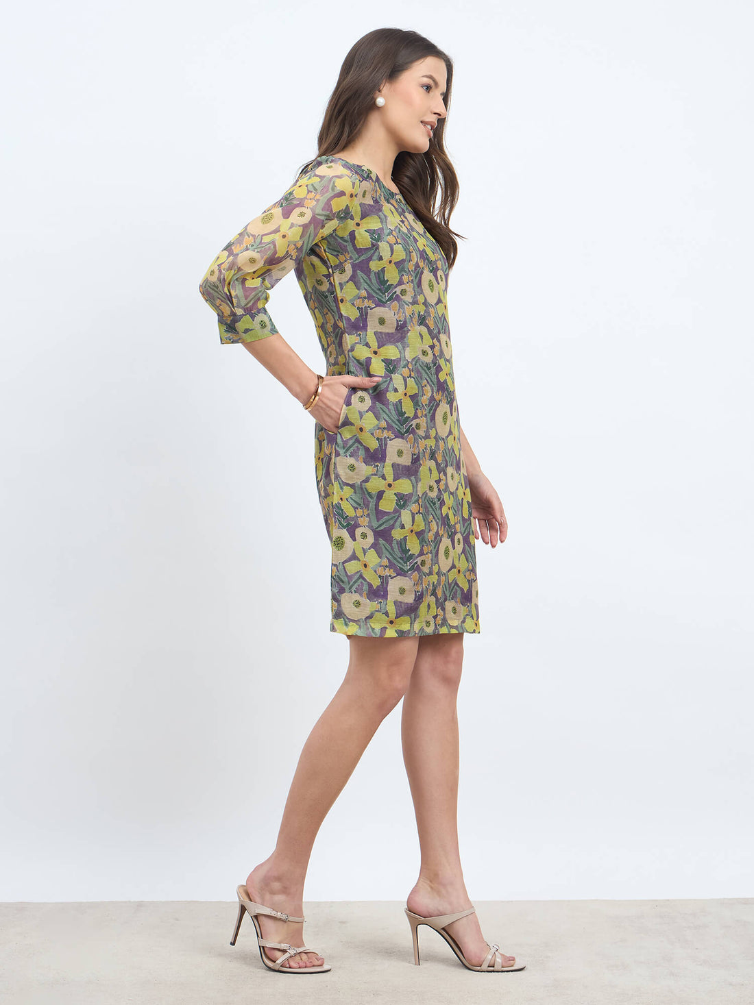 Valerie Floral Shift Dress - Yellow &amp; Purple