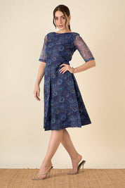 Ambi Paisley A - Line Dress - Blue