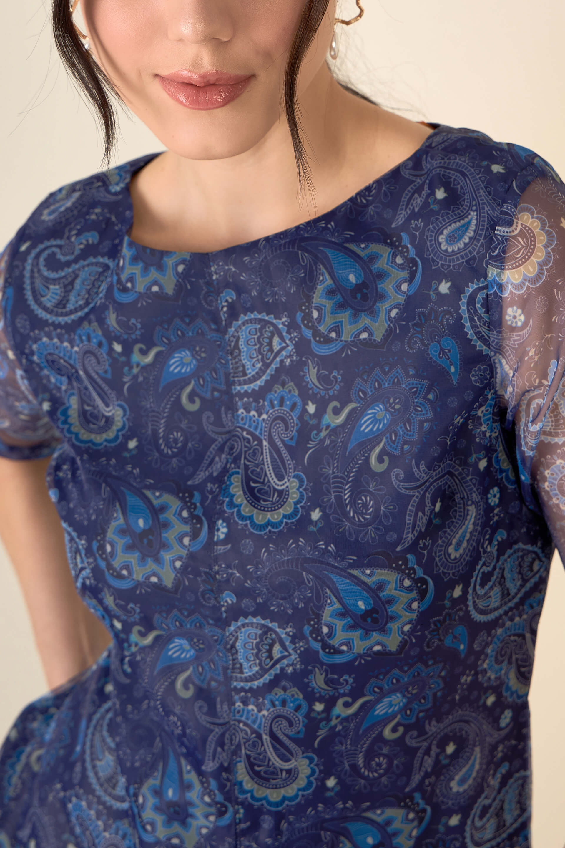 Ambi Paisley A - Line Dress - Blue