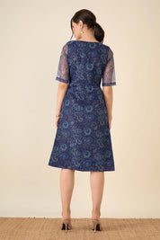 Ambi Paisley A - Line Dress - Blue