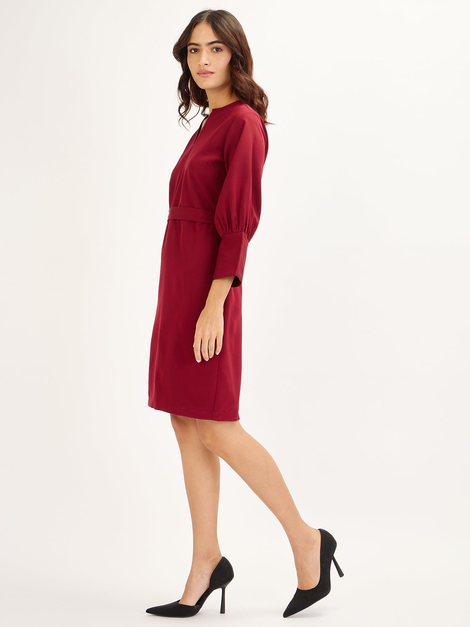 Cardamom Sheath Dress - Maroon - SALT Attire
