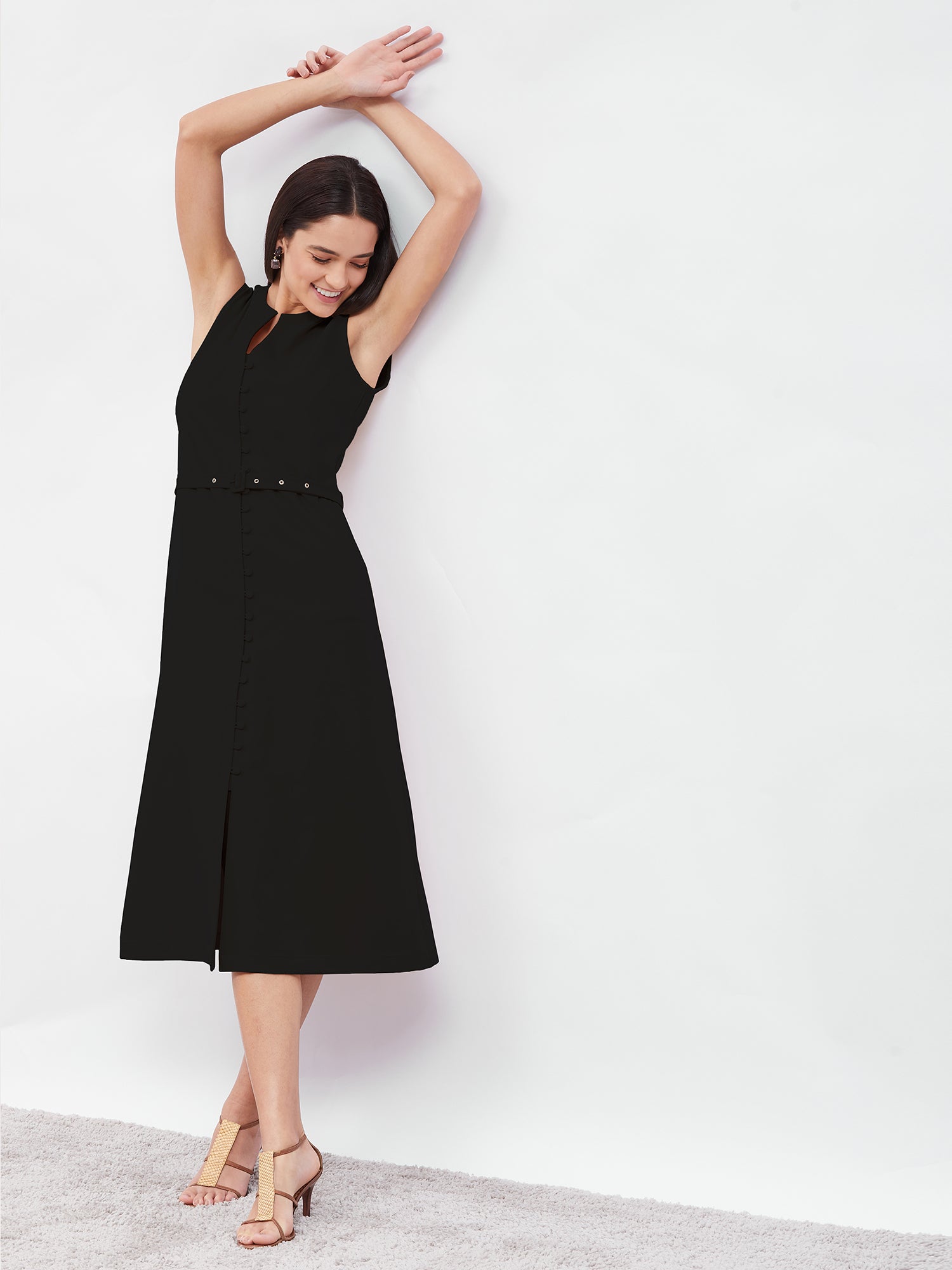 Zenith Button-Down Dress-Black