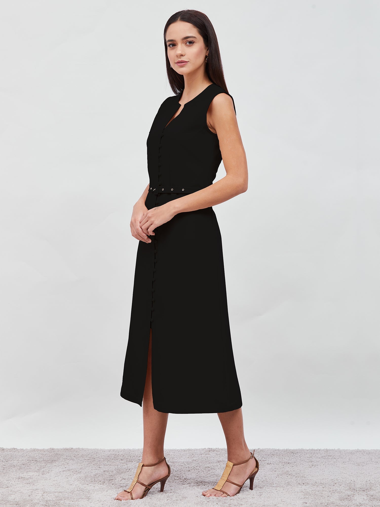 Zenith Button-Down Dress-Black