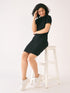 Adley Rib Knit Polo Dress-Black