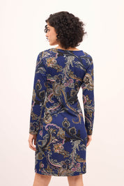 Zaylee Paisley Draped Dress - Multicolor