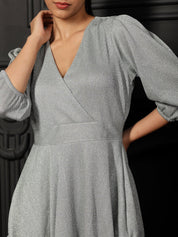 Lilith Plisse Tiered Dress - Grey