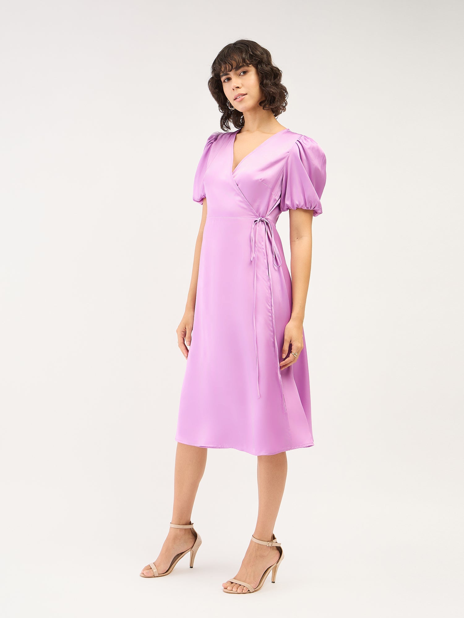 Havana Midi Length Wrap Dress - Lavender