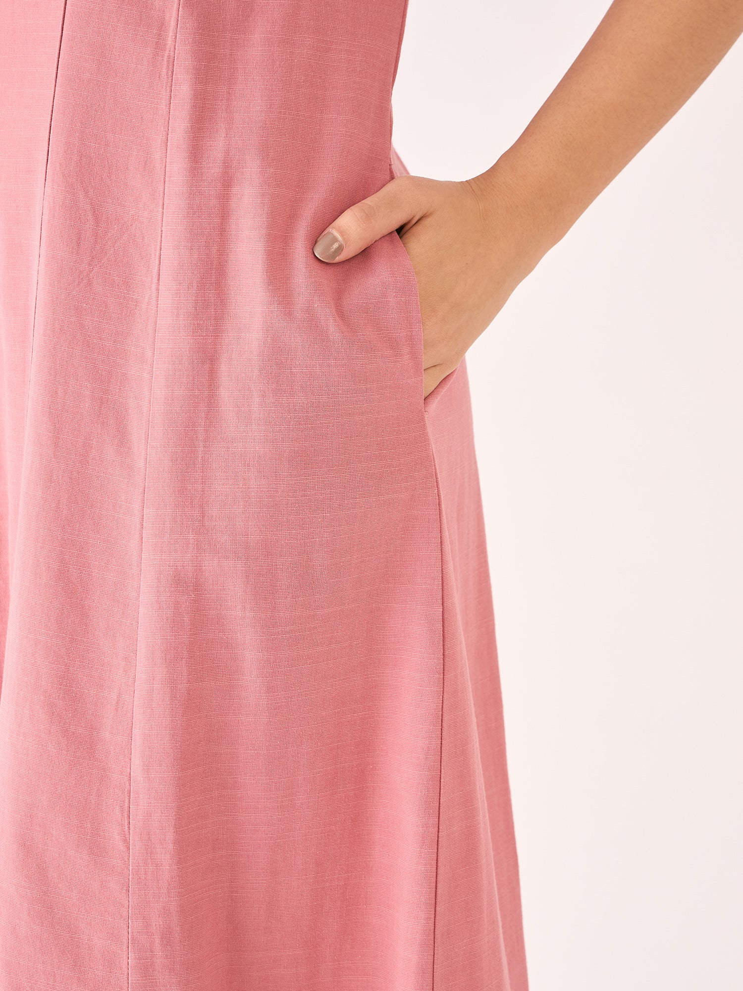 May Shawl Collared Dress - Dusty Pink