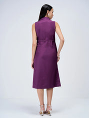 Salento Collared Cord Dress-Purple