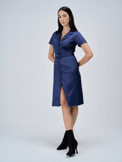 Kate-Navy Belted Shirt Dress-Navy