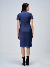 Kate-Navy Belted Shirt Dress-Navy