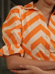 Tangy Bold Stripe Dress - Orange